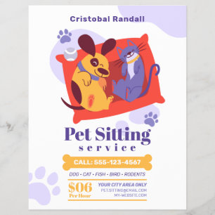 Simple Cartoon Pet Sitting Service Flyer