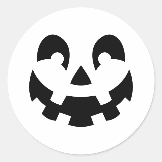 Simple Carved Pumpkin Face Silhouette Halloween Classic Round Sticker (Front)