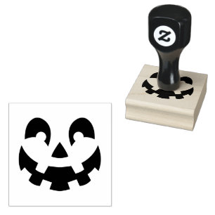 Simple Carved Pumpkin Face Silhouette Halloween Rubber Stamp
