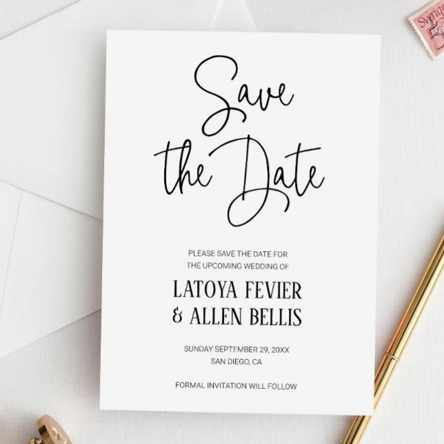 Simple Casual Handwriting Save The Date Wedding Invitation (Creator Uploaded)
