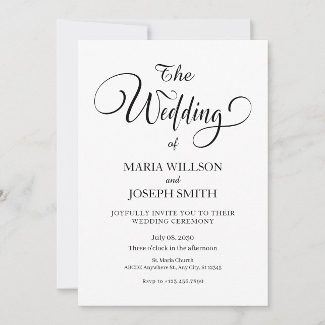 Simple casual modern minimalist wedding  invitation (Front)