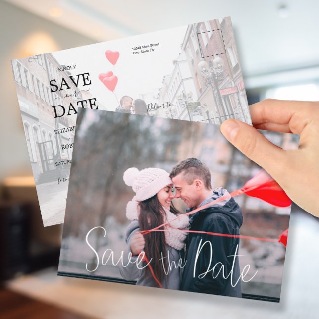 Simple Casual Script Wedding Photo Save the Date Announcement Postcard (Creator Uploaded)