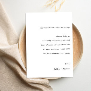 Simple Casual Typewriter Wedding Invitation