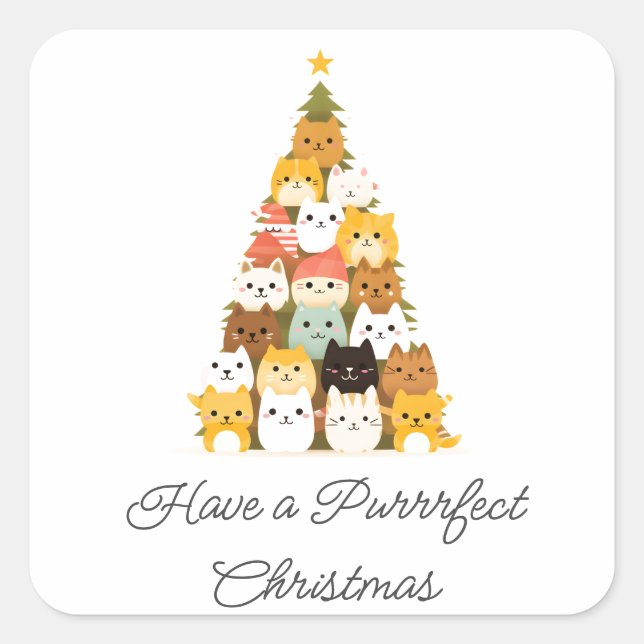Simple Cat Christmas  Square Sticker (Front)