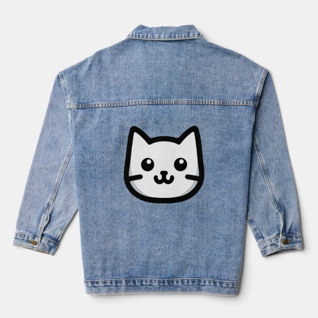 Simple Cat Design Denim Jacket (Back)