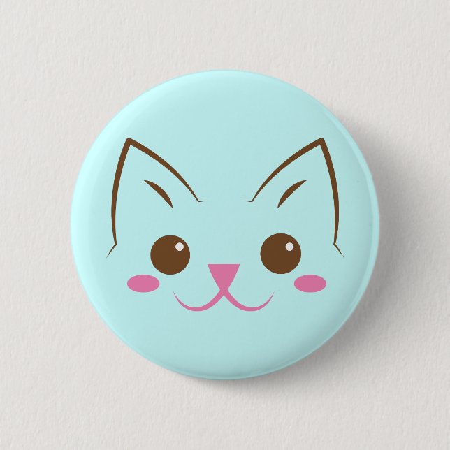 Simple cat face so cute! 6 cm round badge (Front)