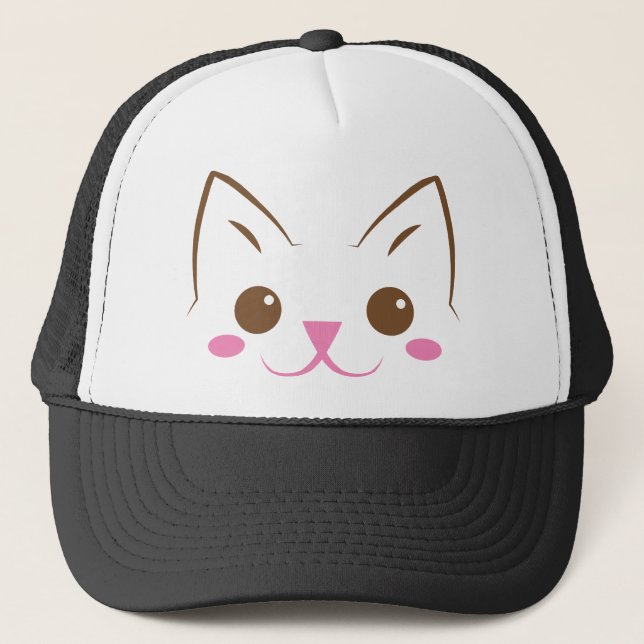 Simple cat face so cute! trucker hat (Front)