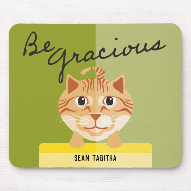 Simple Cat Illustration Be Gracious Green Mouse Mat (Front)