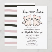 Simple Cats Twin Boy Girl Baby Shower