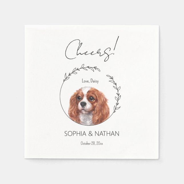 Simple Cavalier Dog Wedding Cocktail Napkins (Front)