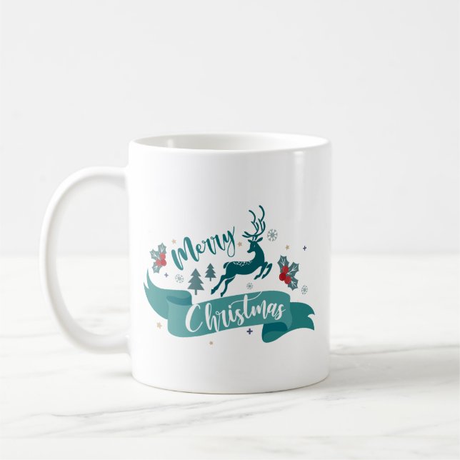 Simple Celebrate Magic Christmas Charming Holiday Coffee Mug (Left)