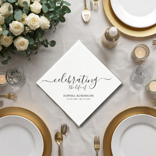 Simple Celebrating The Life Elegant Script Funeral Napkin