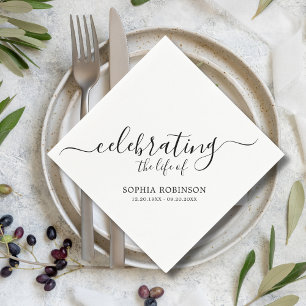 Simple Celebrating The Life Elegant Script Funeral Napkin