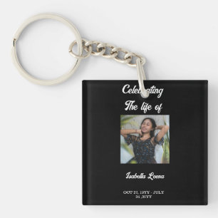 Simple Celebration of Life Funeral Memorial Photo Key Ring