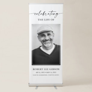 Simple Celebration of Life Funeral Memorial Photo Retractable Banner