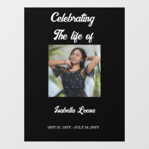 Simple Celebration of Life Funeral Memorial Photo Window Cling