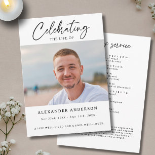Simple Celebration of Life Funeral Photo Memorial Programme