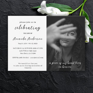 Simple  Celebration of Life Memorial Funeral Photo Invitation