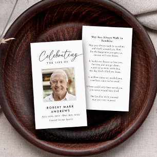 Simple Celebration of Life Memorial Prayer Card