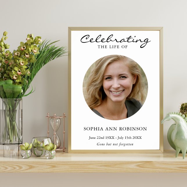 Simple Celebration of Life Photo Funeral Memorial  Poster (Creator Uploaded)