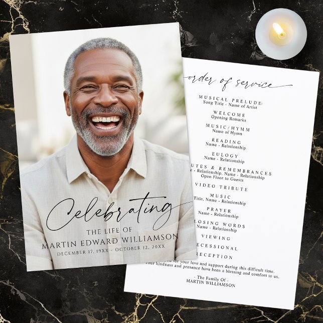 Simple Celebration of Life Photo Funeral Program Programme (Creator Uploaded)