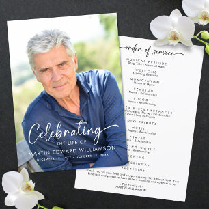 Simple Celebration of Life Photo Funeral Program Thank You Card
