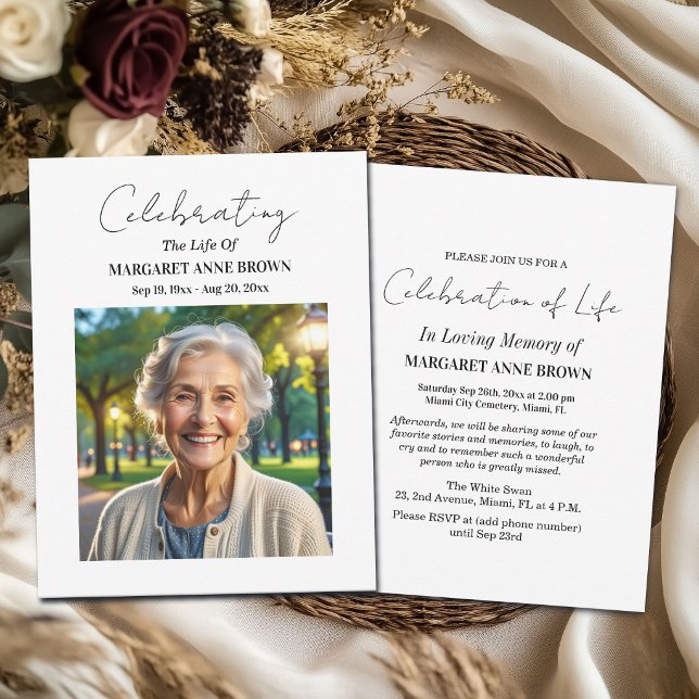 Simple Celebration Of Life Photo  Invitation (Creator Uploaded)