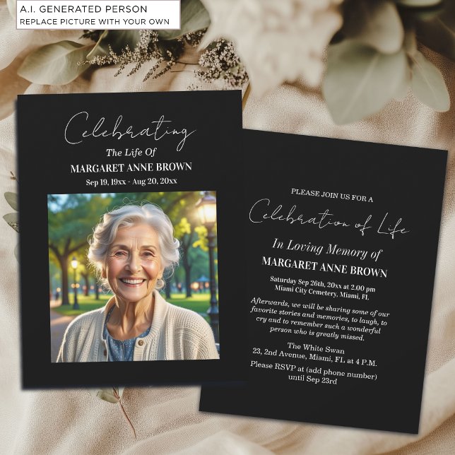 Simple Celebration Of Life Photo  Invitation (Creator Uploaded)