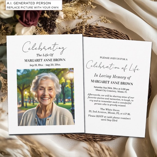 Simple Celebration Of Life Photo  Invitation (Creator Uploaded)