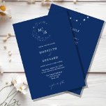 Simple Celestial Elegant Wedding Monogram Details Invitation<br><div class="desc">Invite your guests to a night of romance and starlight with this Simple Celestial Elegant Wedding Monogram Details Invitation from the Celestial Elegant Wedding Collection. Featuring a deep navy blue background adorned with twinkling stars and refined typography, this modern celestial design is perfect for couples who love a minimalist yet...</div>