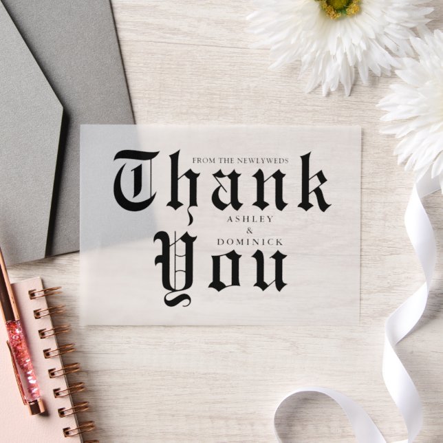Simple Celtic Calligraphy Thank You Wedding Vellum Invitations (Wedding)