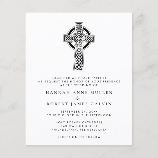 Simple Celtic Cross Wedding Invitation (Front)