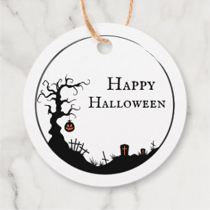 Simple Cemetery Halloween Birthday Favour Tags