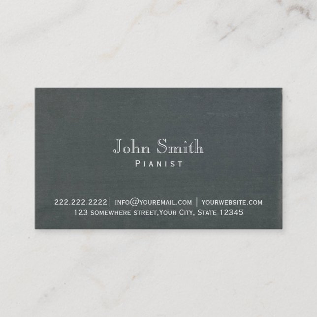 Simple Chalkboard Background Pianist Business Card (Front)