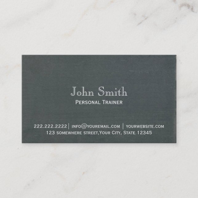 Simple Chalkboard Background Trainer Business Card (Front)