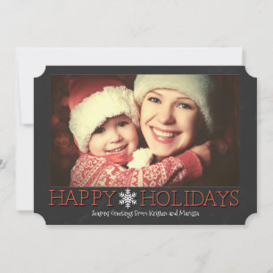 Simple Chalkboard Custom Photo Holiday Flat Card