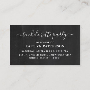 Simple Chalkboard Effect Bachelorette Party Ticket Enclosure Card