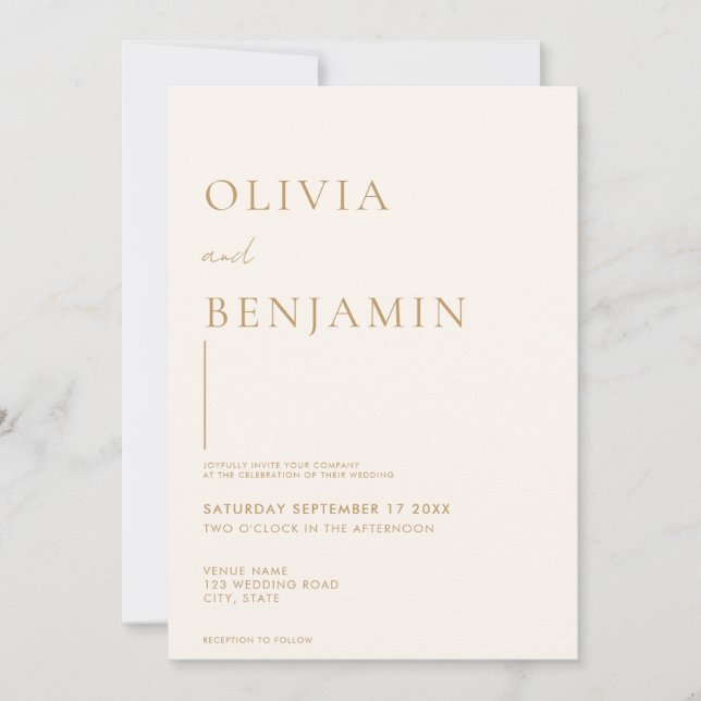 Simple Champagne Elegant Wedding Invitation (Front)