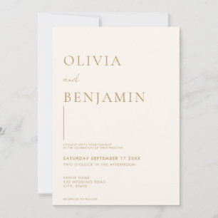 Simple Champagne Elegant Wedding Invitation