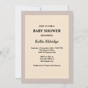 Simple Champagne Framed Baby Shower Invitation