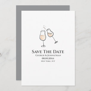 Simple champagne glasses illustration minimalist save the date