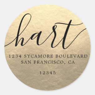 Simple Champagne Gold Family Return Address Label