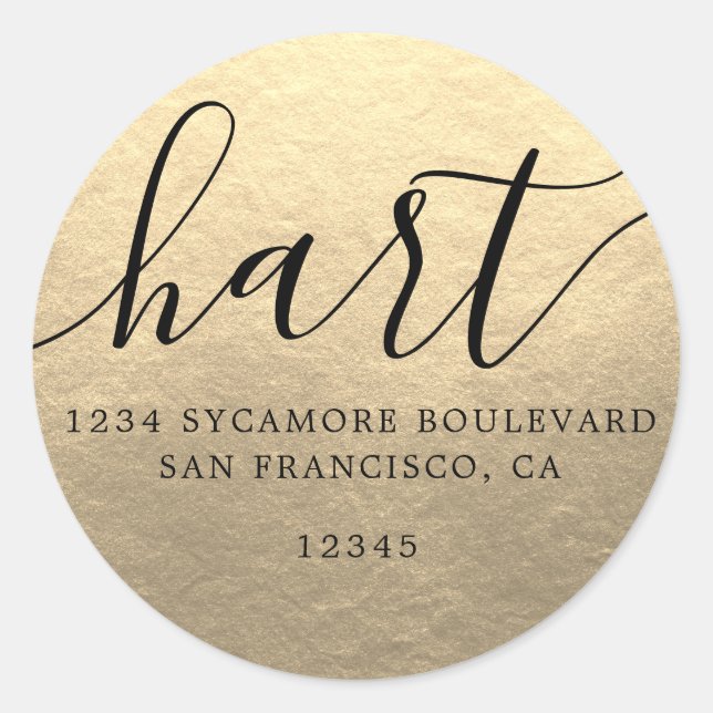 Simple Champagne Gold Family Return Address Label (Front)