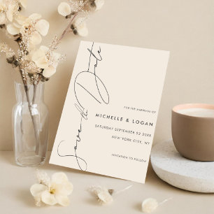 Simple Champagne Modern Handwritten Script Save The Date