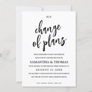 Simple Change Of Date Wedding Announcement