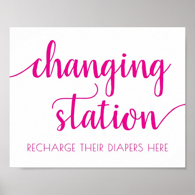Simple Changing Station | Hot Pink Party Event Poster (Front)
