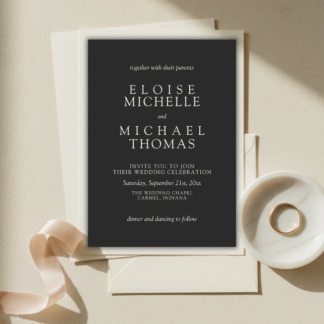 Simple Charcoal Classic Wedding Invitation (Simple Charcoal Classic Wedding Invitation)