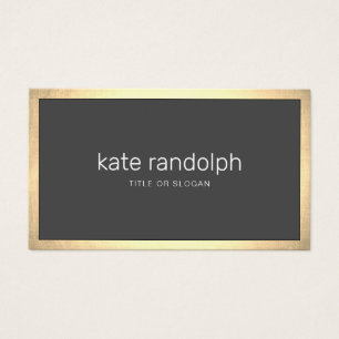 Simple Charcoal Gray Modern Gold Border