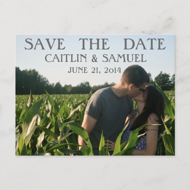 Simple Charcoal Save the Date Announcement Postcard (Front)