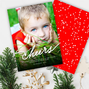 Simple Cheers Calligraphy Script Modern Photo Holiday Card